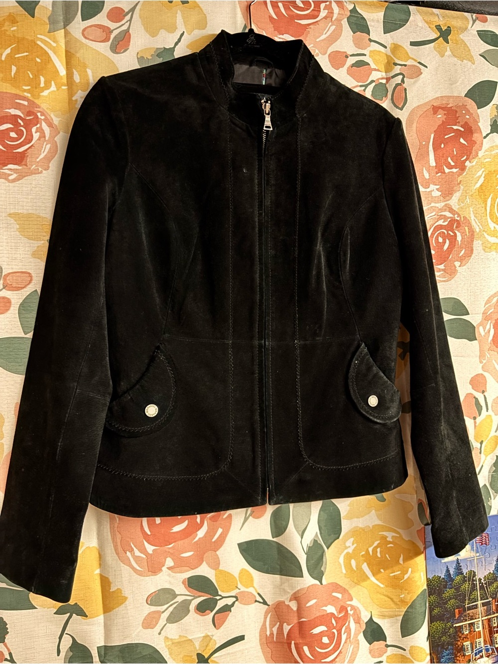 Bernardo Black Suede Zip Jacket